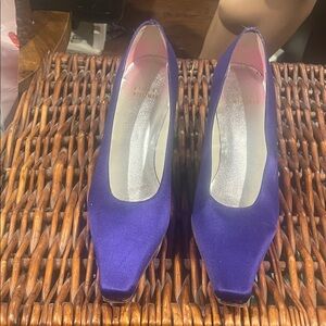 Stuart Weitzman Purple Satin Pointed Toe Pumps